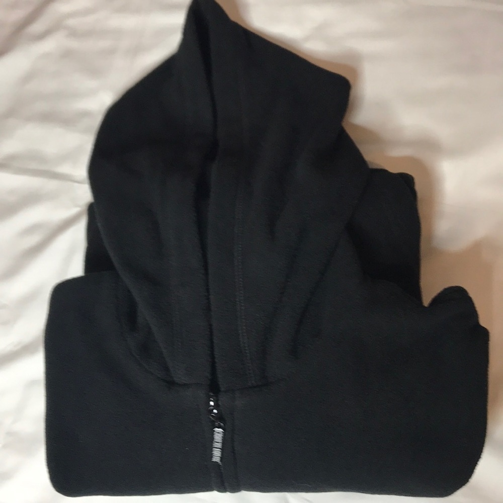 CAROLYN TAYLOR Solid Black Fleece Hooded Jacket S - Picture 4 of 7